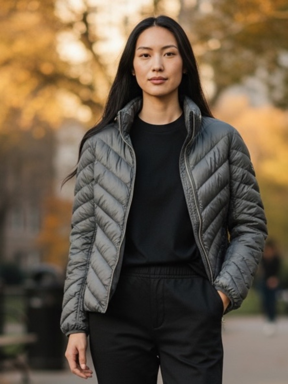 Michael Kors Gray Quilted Packable Puffer Jacket